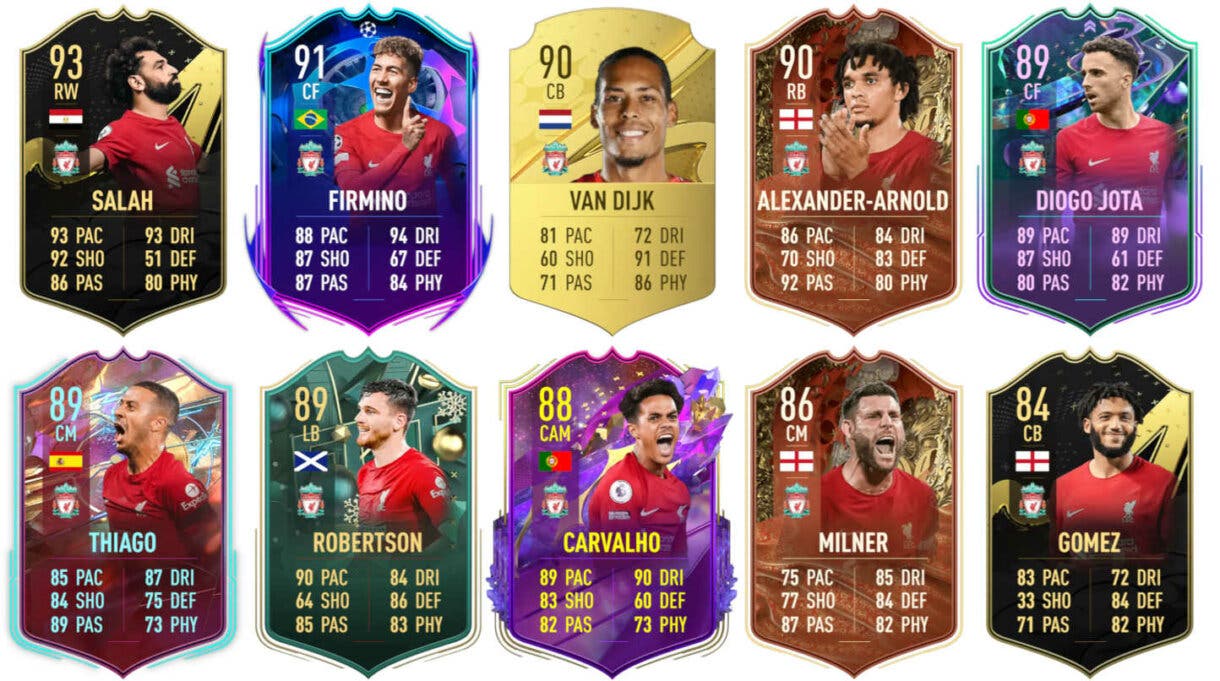 Ejemplos cartas competitivas Liverpool FIFA 23 Ultimate Team