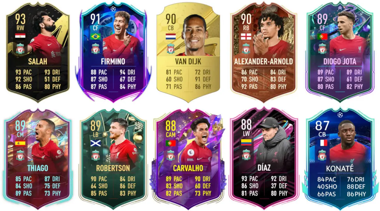 Ejemplos cartas competitivas Liverpool FIFA 23 Ultimate Team