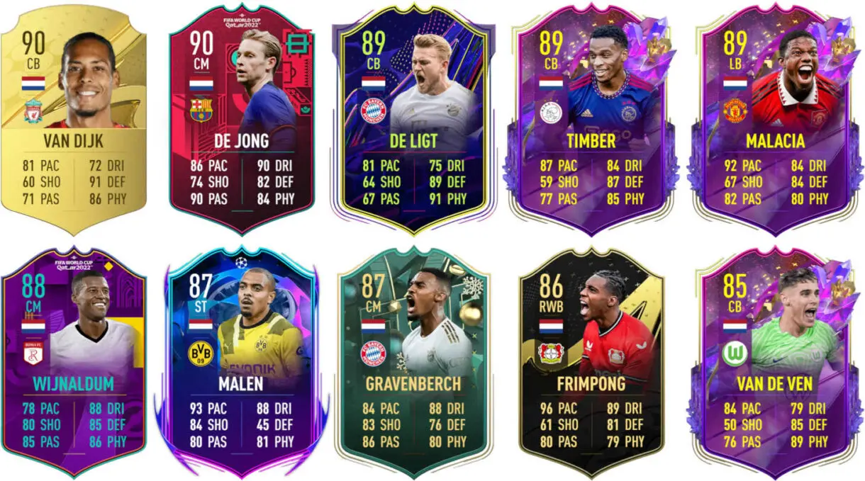 Ejemplos versiones especiales competitivas Países Bajos FIFA 23 Ultimate Team