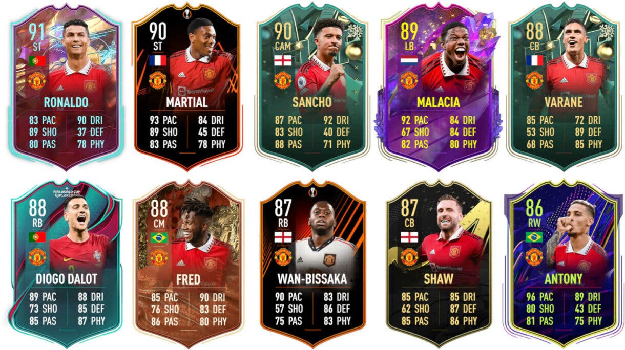 Ejemplos cartas competitivas Manchester United FIFA 23 Ultimate Team
