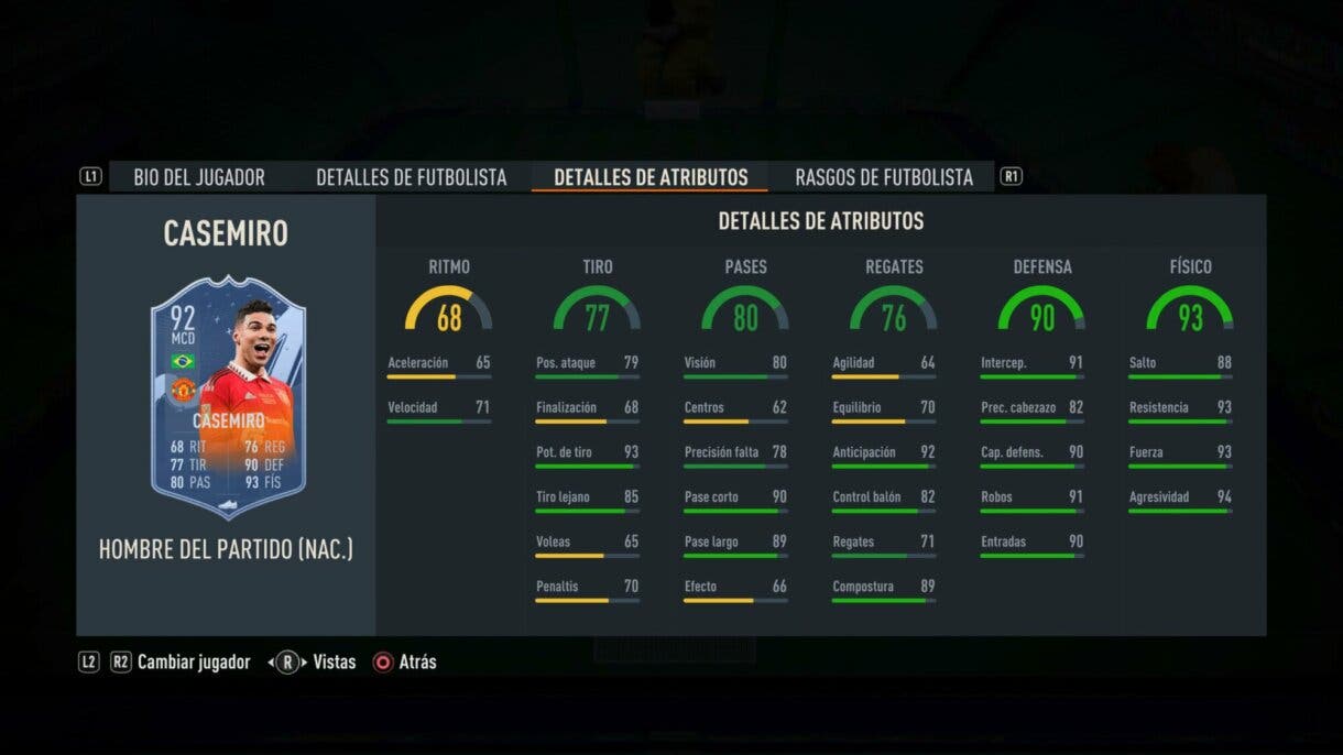 Stats in game Casemiro MOTM FIFA 23 Ultimate Team