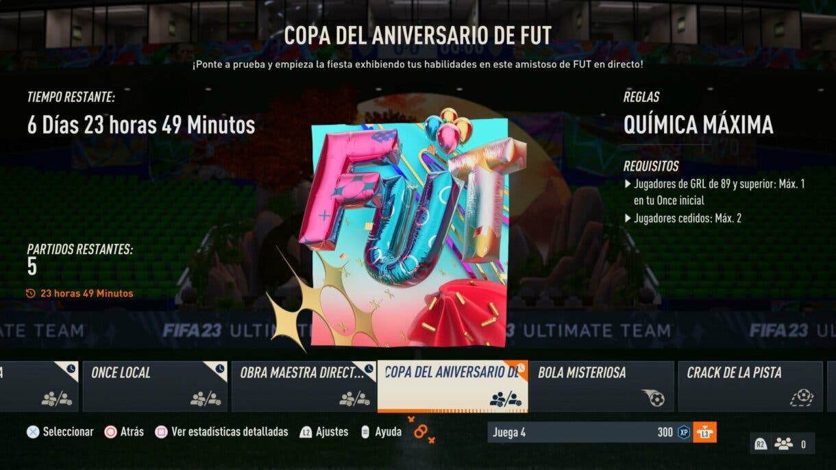 Copa del Aniversario de FUT desde el menú de amistosos online de FIFA 23 Ultimate Team