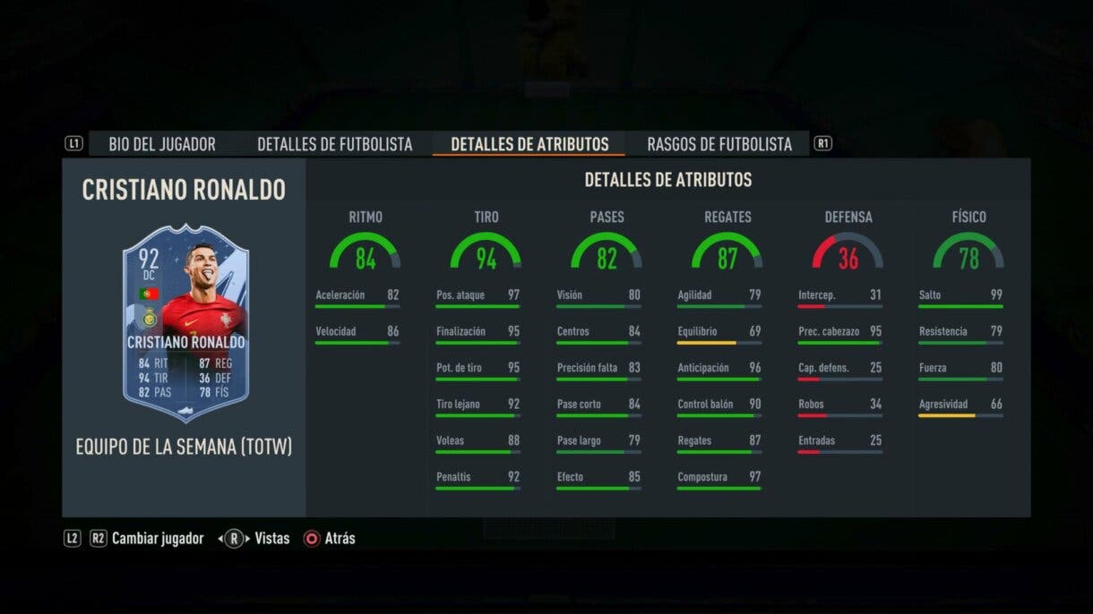 Stats in game Cristiano Ronaldo SIF FIFA 23 Ultimate Team