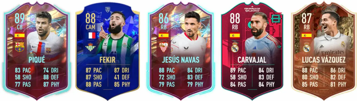 Cartas en FIFA 23 Ultimate Team de los jugadores comentados en el listado anterior.
