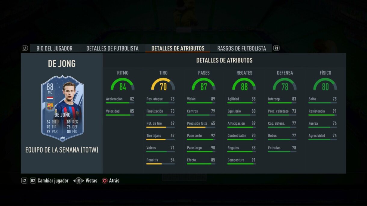 Stats in game De Jong IF FIFA 23 Ultimate Team