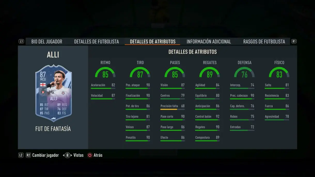 Stats in game Dele Alli Fantasy FUT FIFA 23 Ultimate Team
