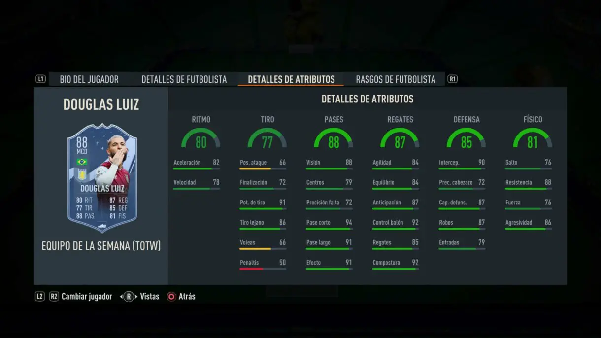 Stats in game Douglas Luiz SIF FIFA 23 Ultimate Team