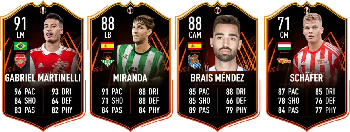 Cartas RTTF Martinelli, Miranda, Brais Méndez y Schäfer FIFA 23 Ultimate Team