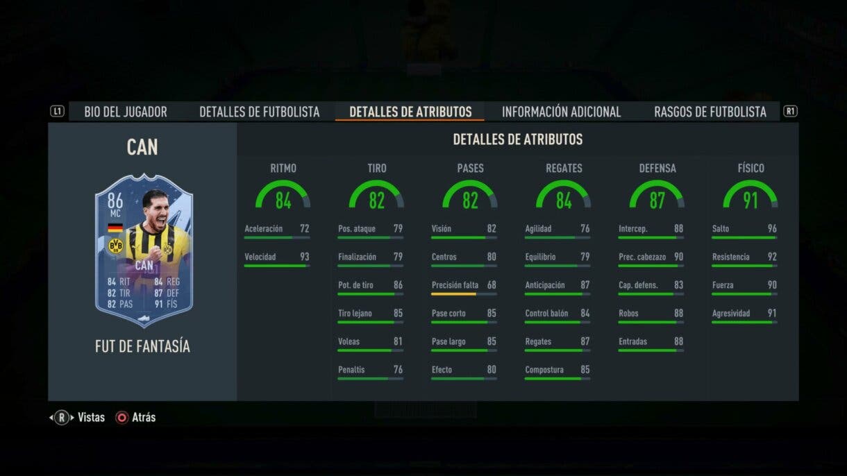 Stats in game Emre Can Fantasy FUT FIFA 23 Ultimate Team