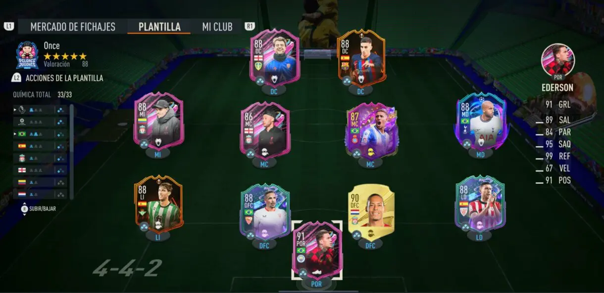 Once de FIFA 23 Ultimate Team desde el menú 