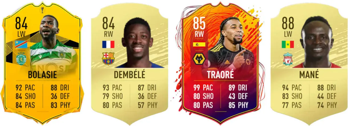 Cartas Bolasie RTTF, Dembélé oro, Traoré Headliners y Mané oro FIFA 20 Ultimate Team