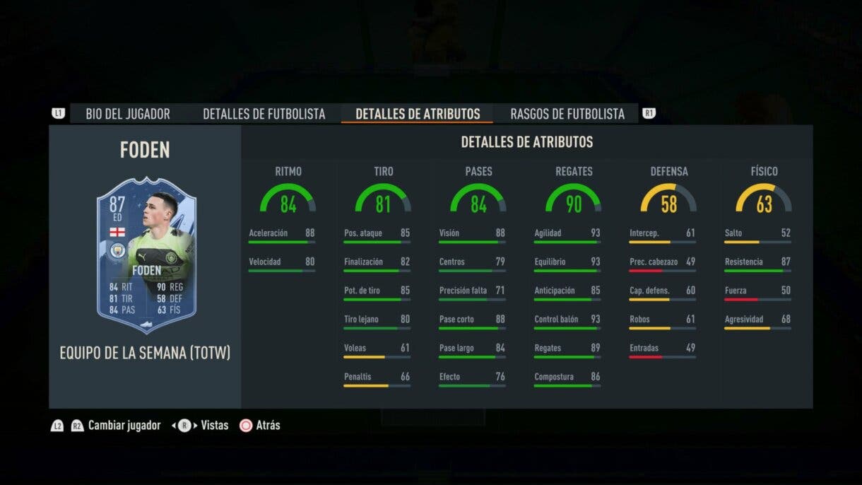 Stats in game Foden IF FIFA 23 Ultimate Team