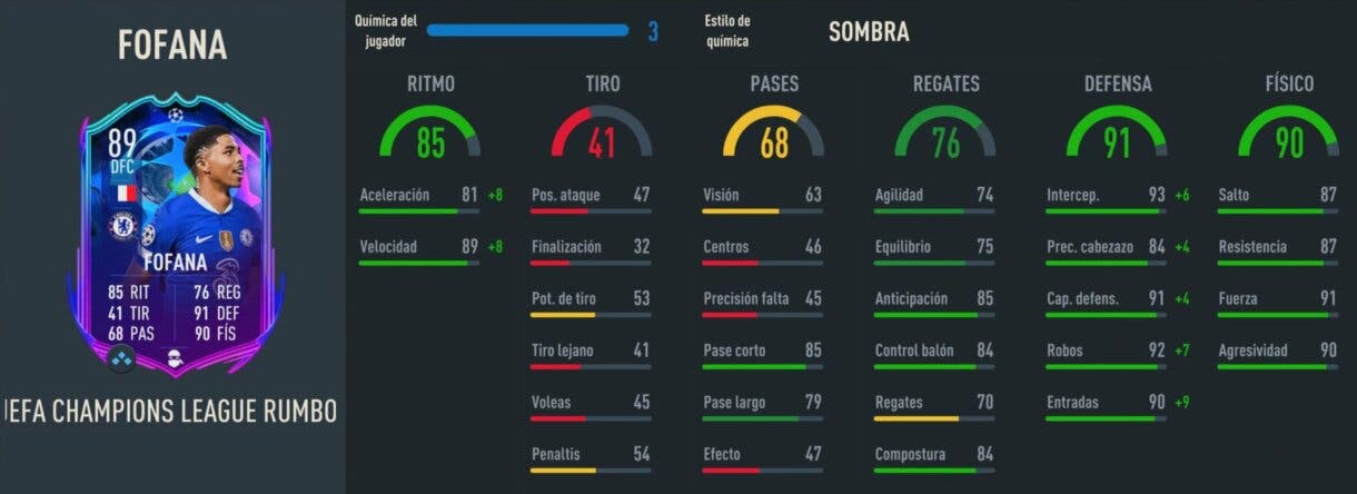 Stats in game Fofana RTTF 89 FIFA 23 Ultimate Team