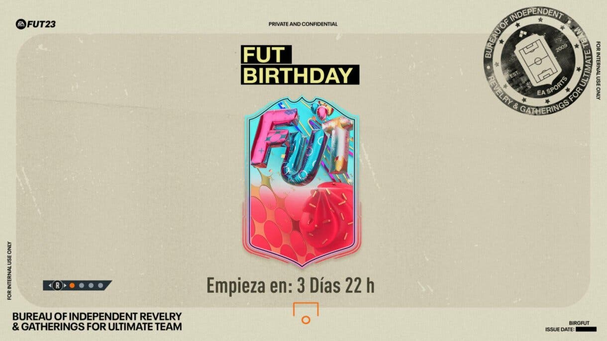 Pantalla de carga FIFA 23 Ultimate Team con el diseño de FUT Birthday