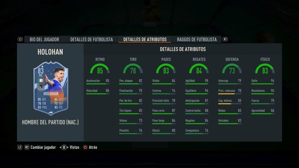 Stats in game Holohan MOTM FIFA 23 Ultimate Team