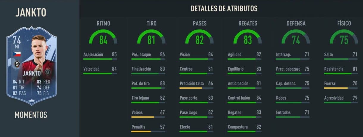 Stats in game Jankto Moments FIFA 23 Ultimate Team