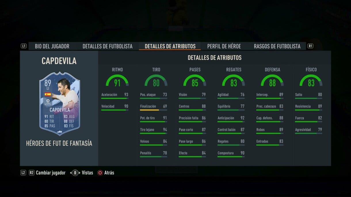 Stats in game Capdevila Fantasy FUT Heroes FIFA 23 Ultimate Team