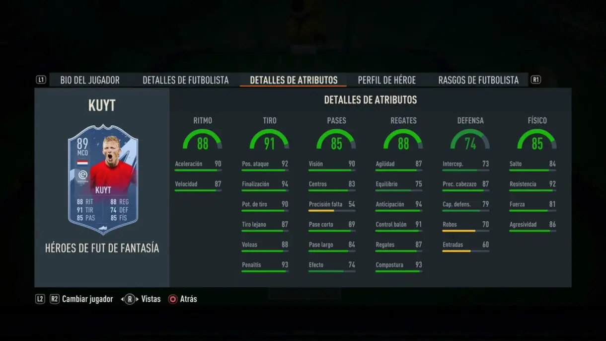 Stats in game Kuyt Fantasy FUT Heroes FIFA 23 Ultimate Team