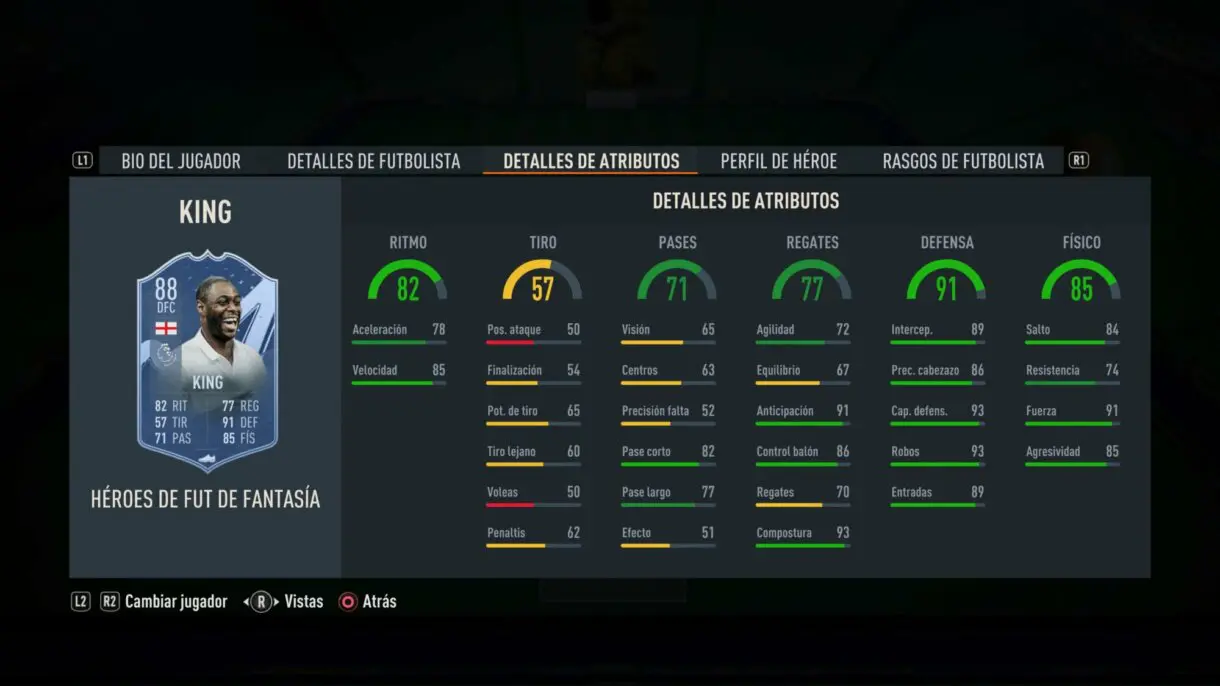 Stats in game King Fantasy FUT Heroes FIFA 23 Ultimate Team