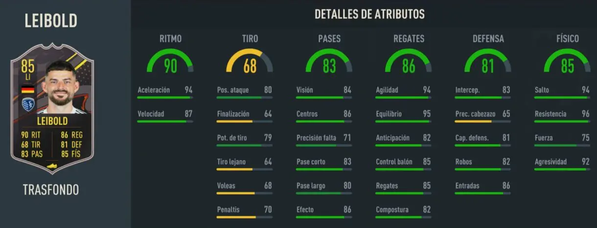 Stats in game Leibold Trasfondo FIFA 23 Ultimate Team
