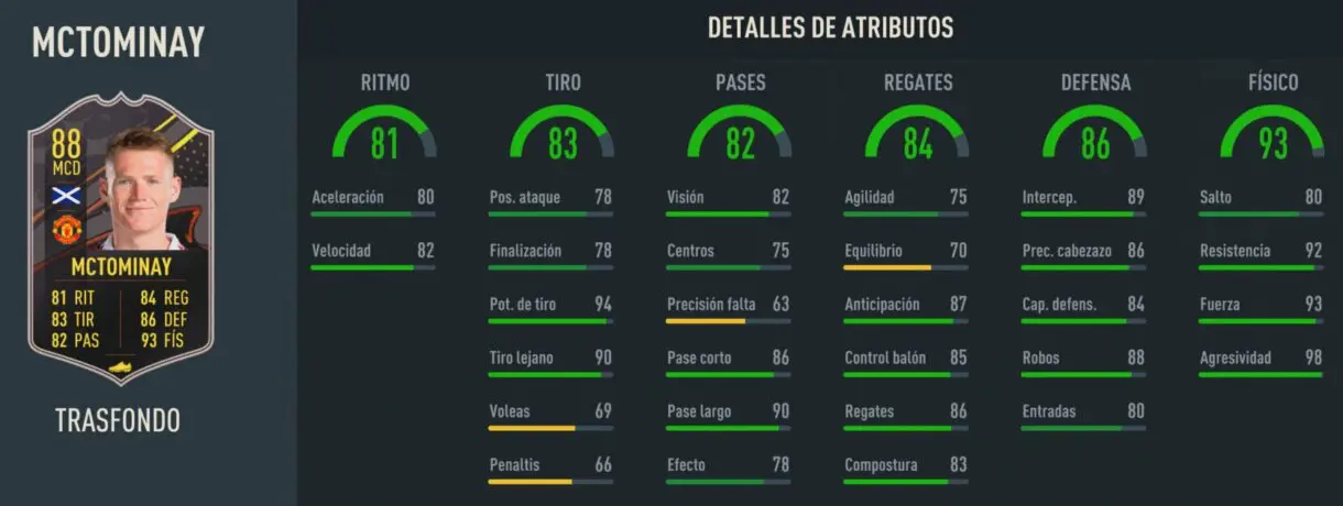 Stats in game McTominay Trasfondo FIFA 23 Ultimate Team
