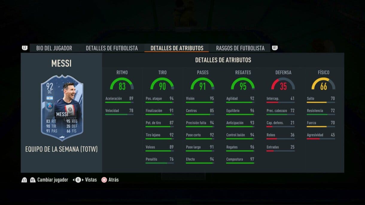 Stats in game Messi IF FIFA 23 Ultimate Team