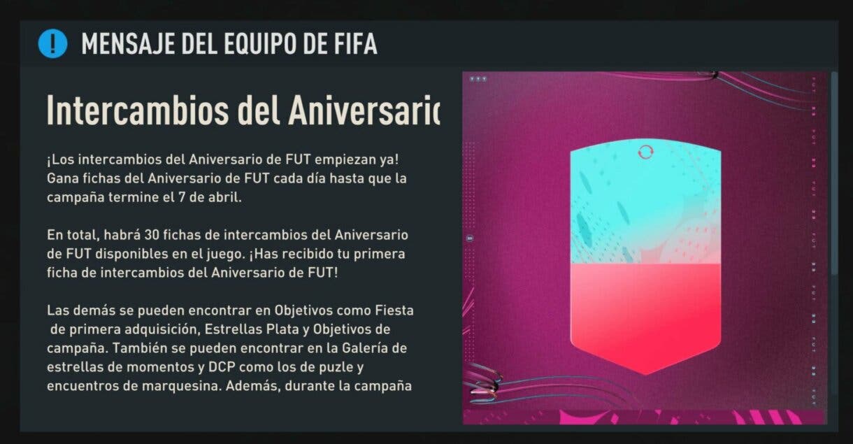 Mensaje del equipo de FIFA desde FIFA 23 Ultimate Team sobre los FUT Birthday Swaps