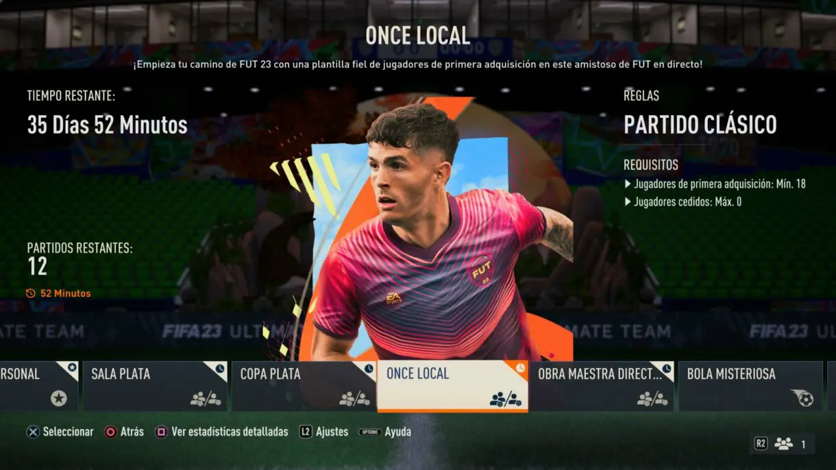 Once local desde el menú de torneos online de FIFA 23 Ulitmate Team