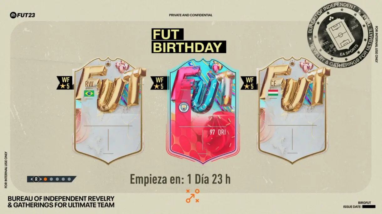 Pantalla de carga FIFA 23 Ultimate Team con pistas sobre jugadores de FUT Birthday