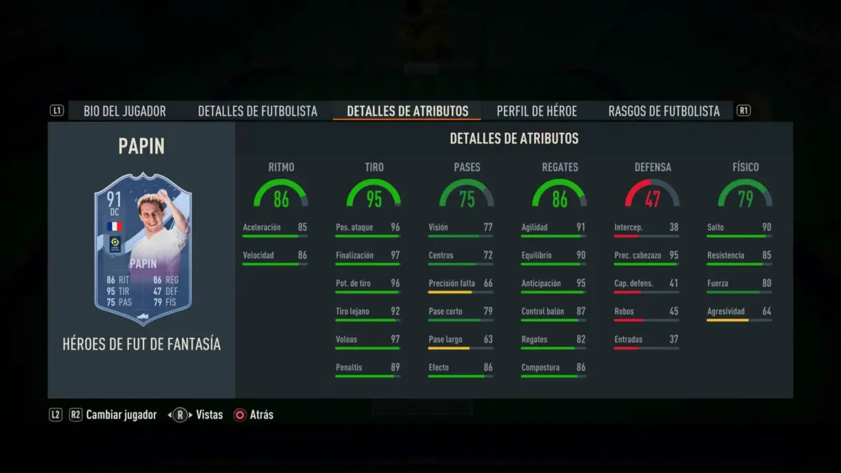 Stats in game Papin Fantasy FUT Heroes FIFA 23 Ultimate Team