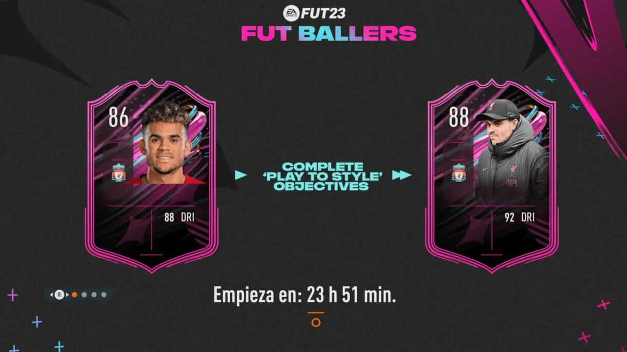 Pantalla de carga FIFA 23 Ultimate Team que muestra varias versiones de Luis Díaz como FUT Ballers