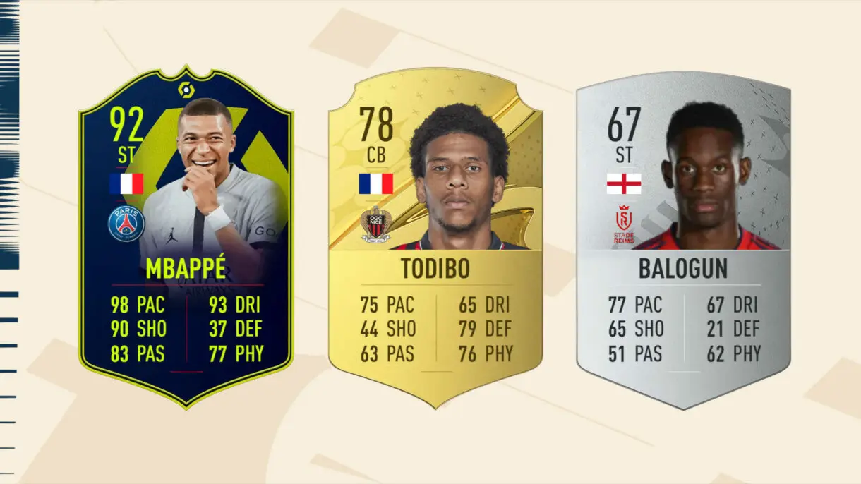 Cartas Mbappé POTM, Todibo oro y Balogun plata FIFA 23 Ultimate Team