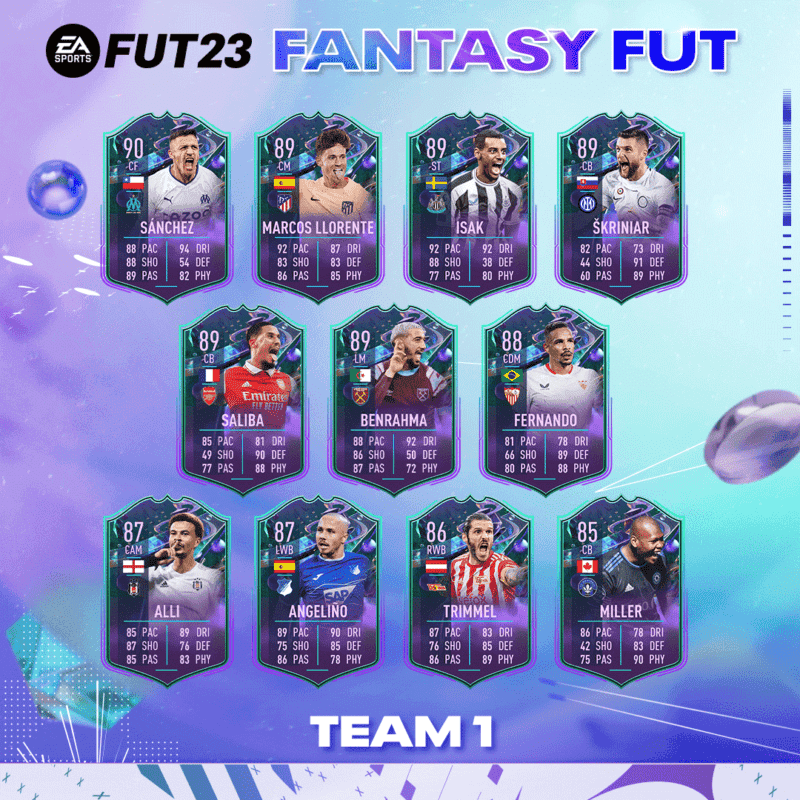 Todas las cartas del primer equipo Fantasy FUT FIFA 23 Ultimate Team