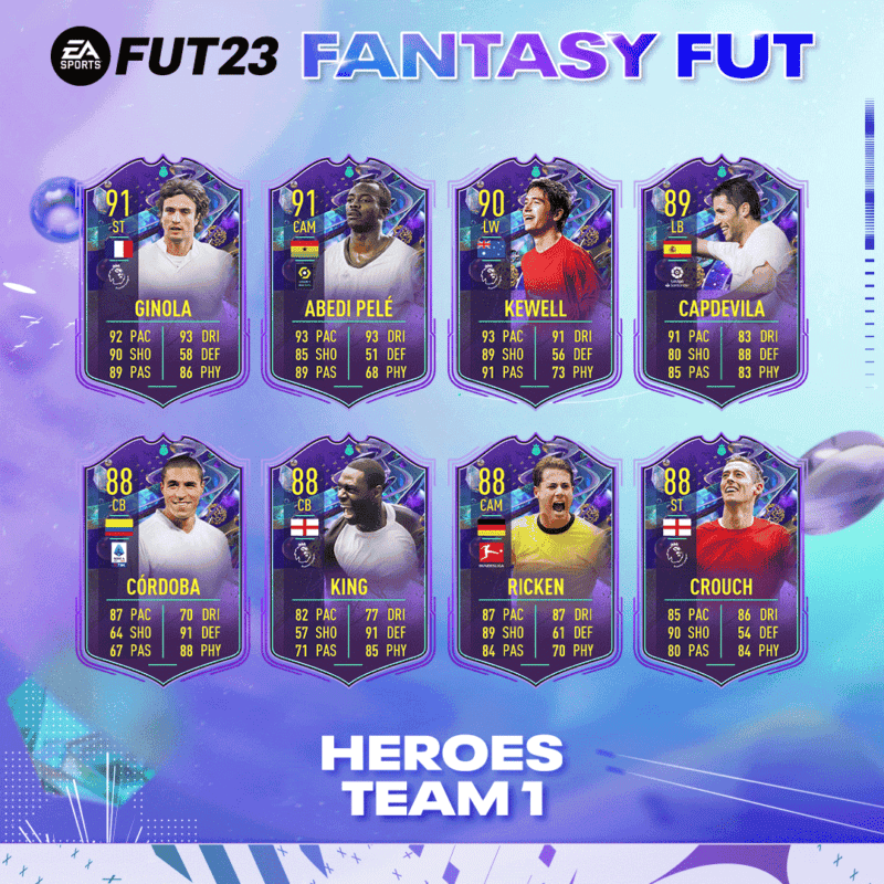 Todas las cartas del primer equipo Fantasy FUT Heroes FIFA 23 Ultimate Team