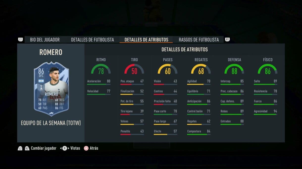Stats in game Romero IF FIFA 23 Ultimate Team