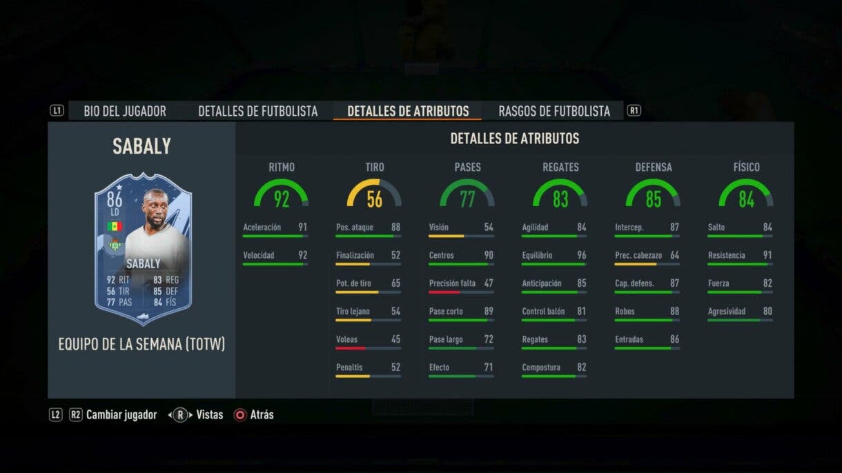Stats in game Sabaly IF FIFA 23 Ultimate Team
