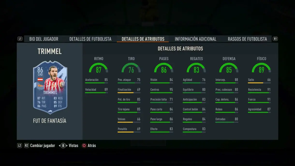 Stats in game Trimmel Fantasy FUT FIFA 23 Ultimate Team