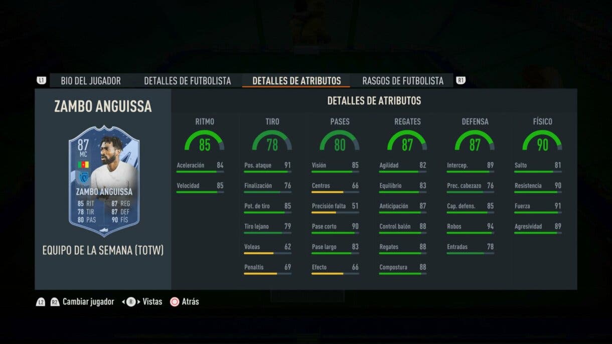Stats in game Zambo Anguissa SIF FIFA 23 Ultimate Team