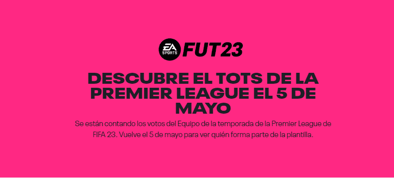 Message indicating the date to discover the TOTS of FIFA 23 Ultimate Team Premier League