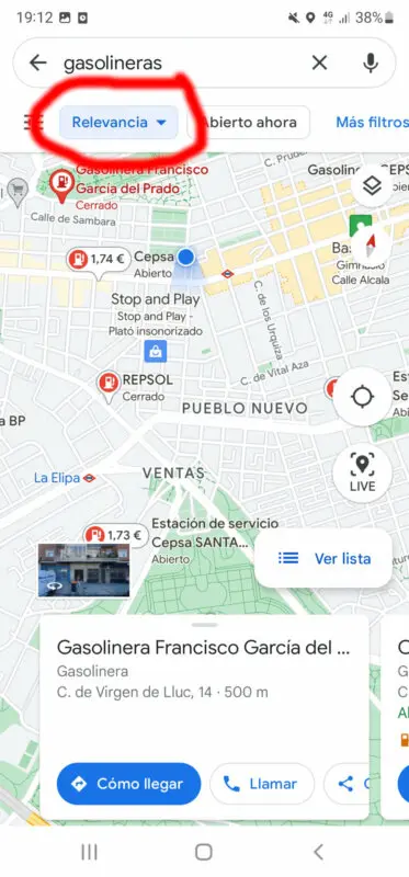 Gasolinera más cercana