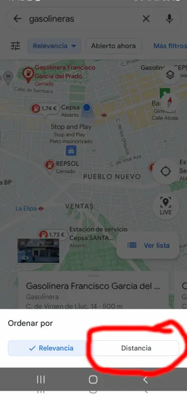 Gasolinera cercana