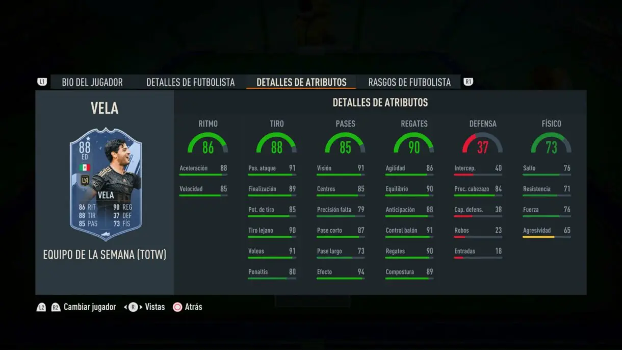 Stats in game Vela IF FIFA 23 Ultimate Team