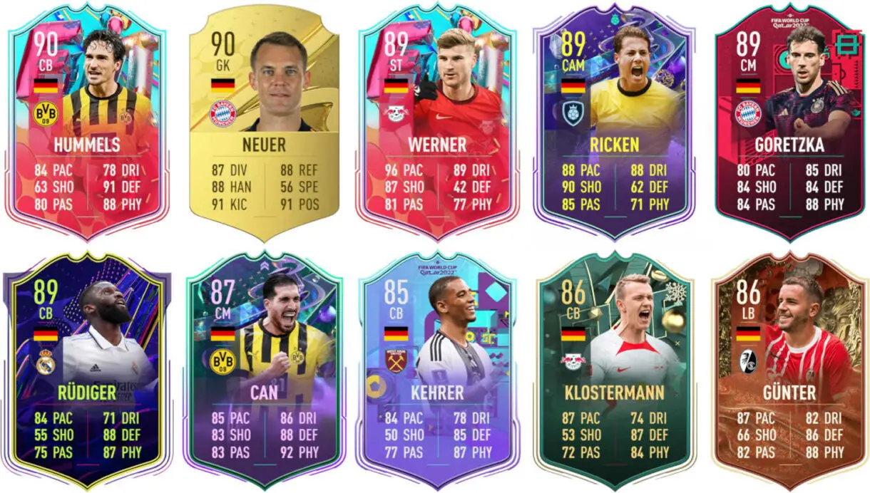 Ejemplos cartas competitivas Alemania FIFA 23 Ultimate Team