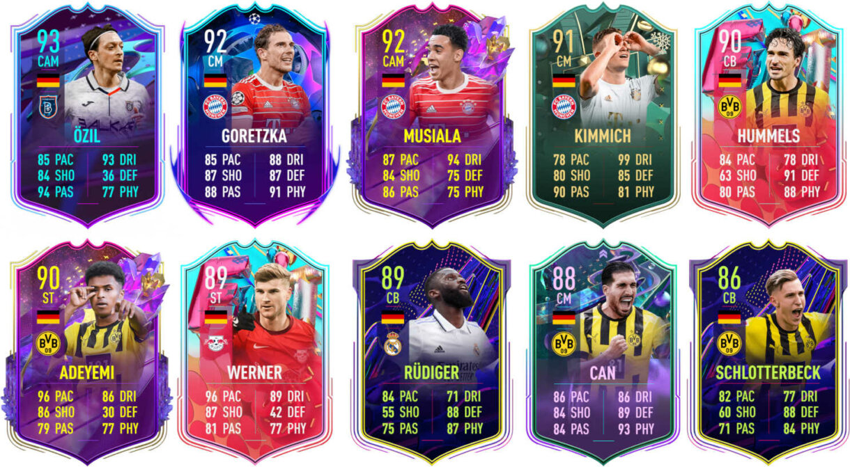 Ejemplos cartas competitivas Alemania FIFA 23 Ultimate Team