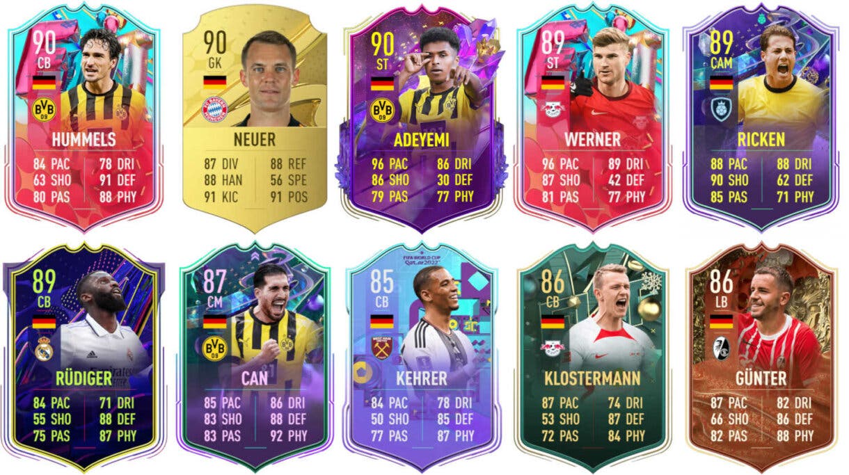 Ejemplos cartas competitivas Alemania FIFA 23 Ultimate Team