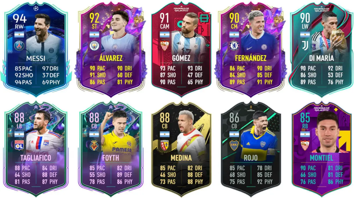 Ejemplos cartas competitivas Argentina FIFA 23 Ultimate Team