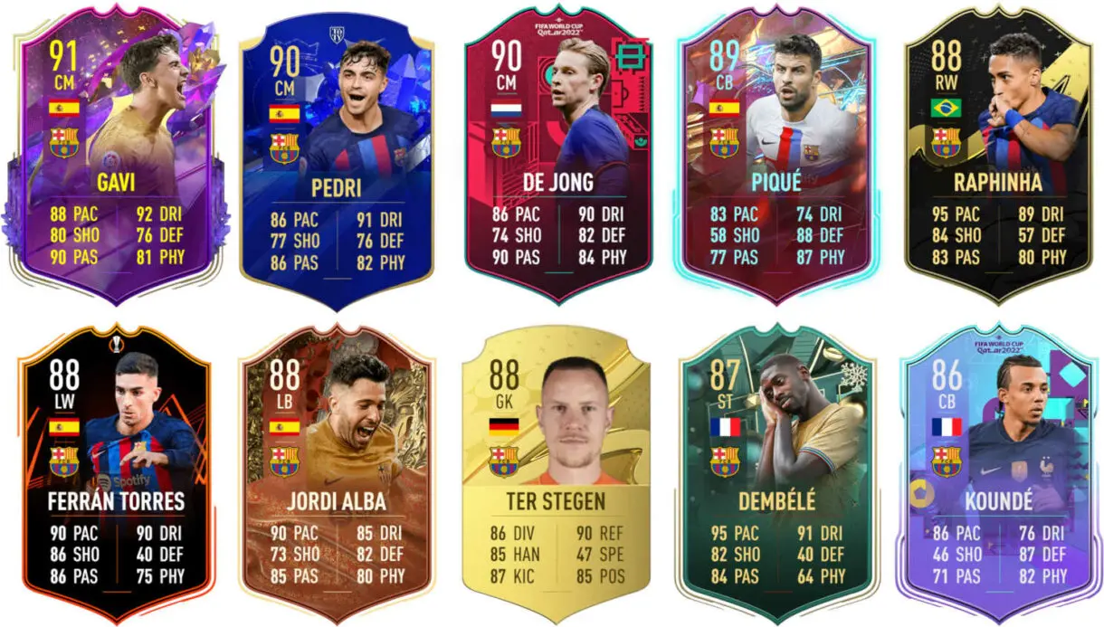 Ejemplos cartas competitivas o usables Barcelona FIFA 23 Ultimate Team
