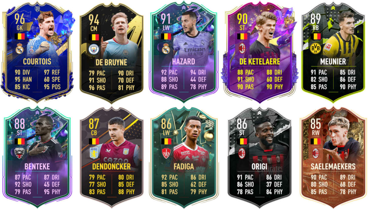 Ejemplos cartas competitivas o usables Bélgica FIFA 23 Ultimate Team