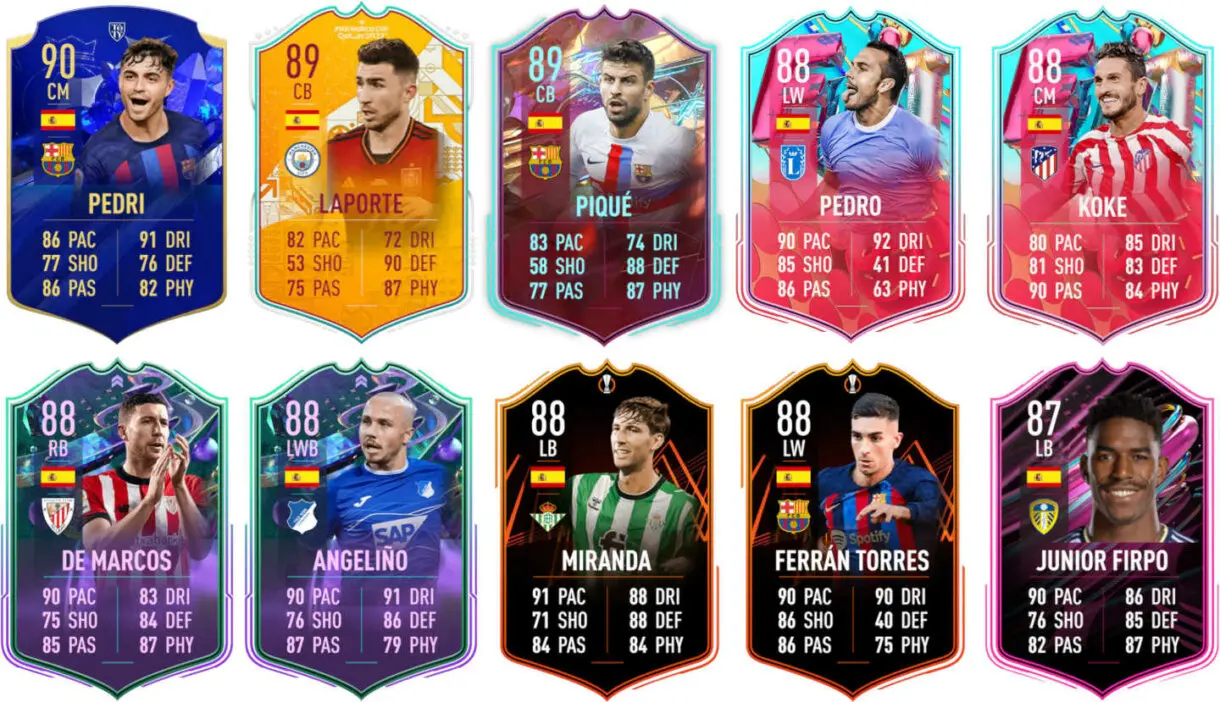 Ejemplos cartas competitivas España FIFA 23 Ultimate Team