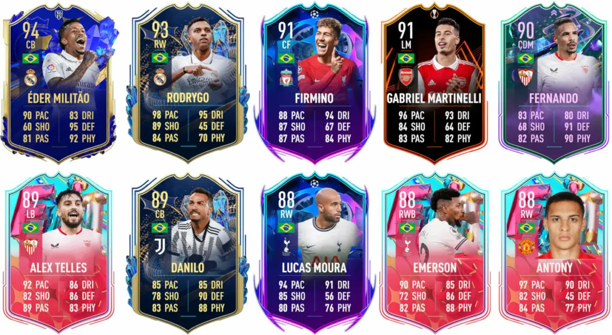Ejemplos cartas competitivas Brasil FIFA 23 Ultimate Team